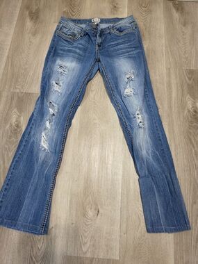 Mudd Distressed Medium Blue Flare Jeans